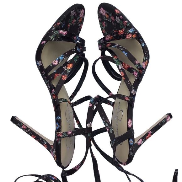 Jessica Simpson Black Jexilla Floral Strappy Wrap Sandal Size 11 (43) - Picture 4 of 10